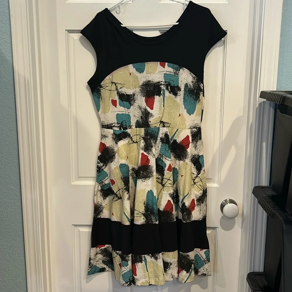 Effie's Heart fit and flare dress with retro print size extra large